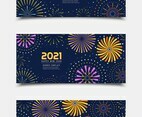 Happy New Year 2021 Flat Fireworks Banner Templates