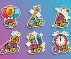 New Year Celebration Countdown Colorful Stickers