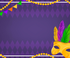 Colorful Mardi Gras Mask and Beads Background