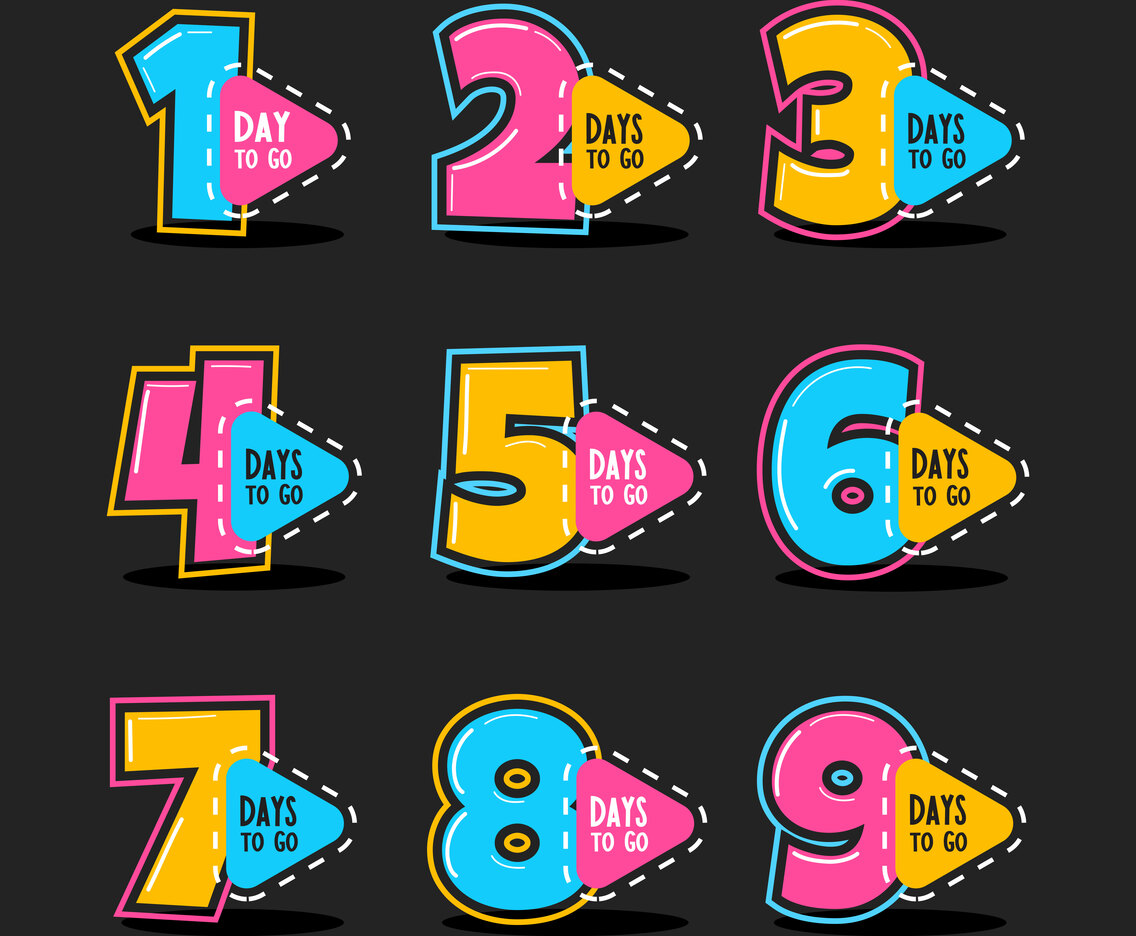 Countdown Colourfull Number Icon Set