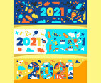 2021 Colorful Abstract Happy New Year Concept Banner