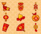 Simple Red and Gold Chinese Icon