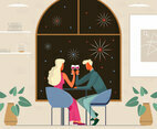 Romantic Dinner with Fireworks View Concept