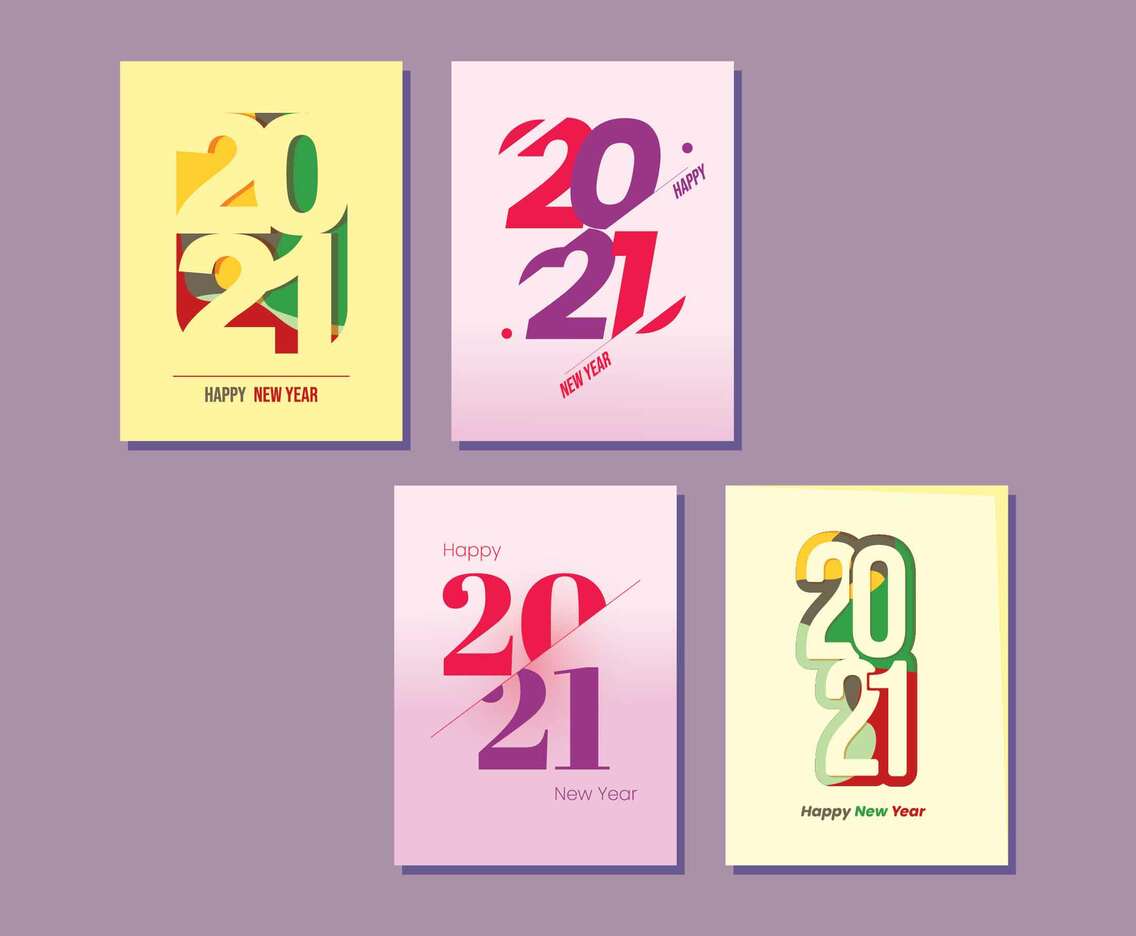 New Year Card with Number 2021