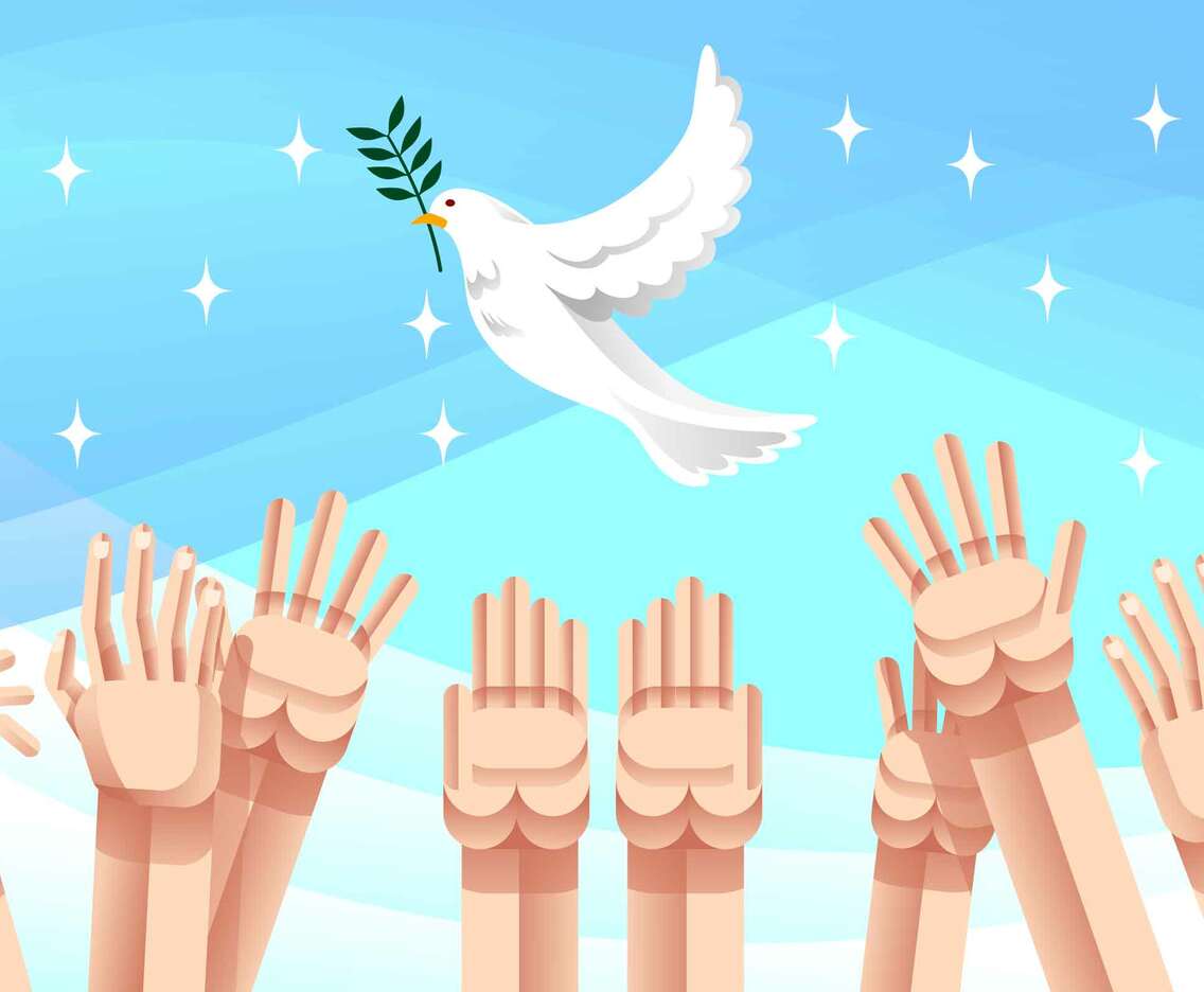Human Right With Peaceful White Pigeon Bird