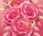 Happy Valentine's Day Pink Rose Flowers Poster