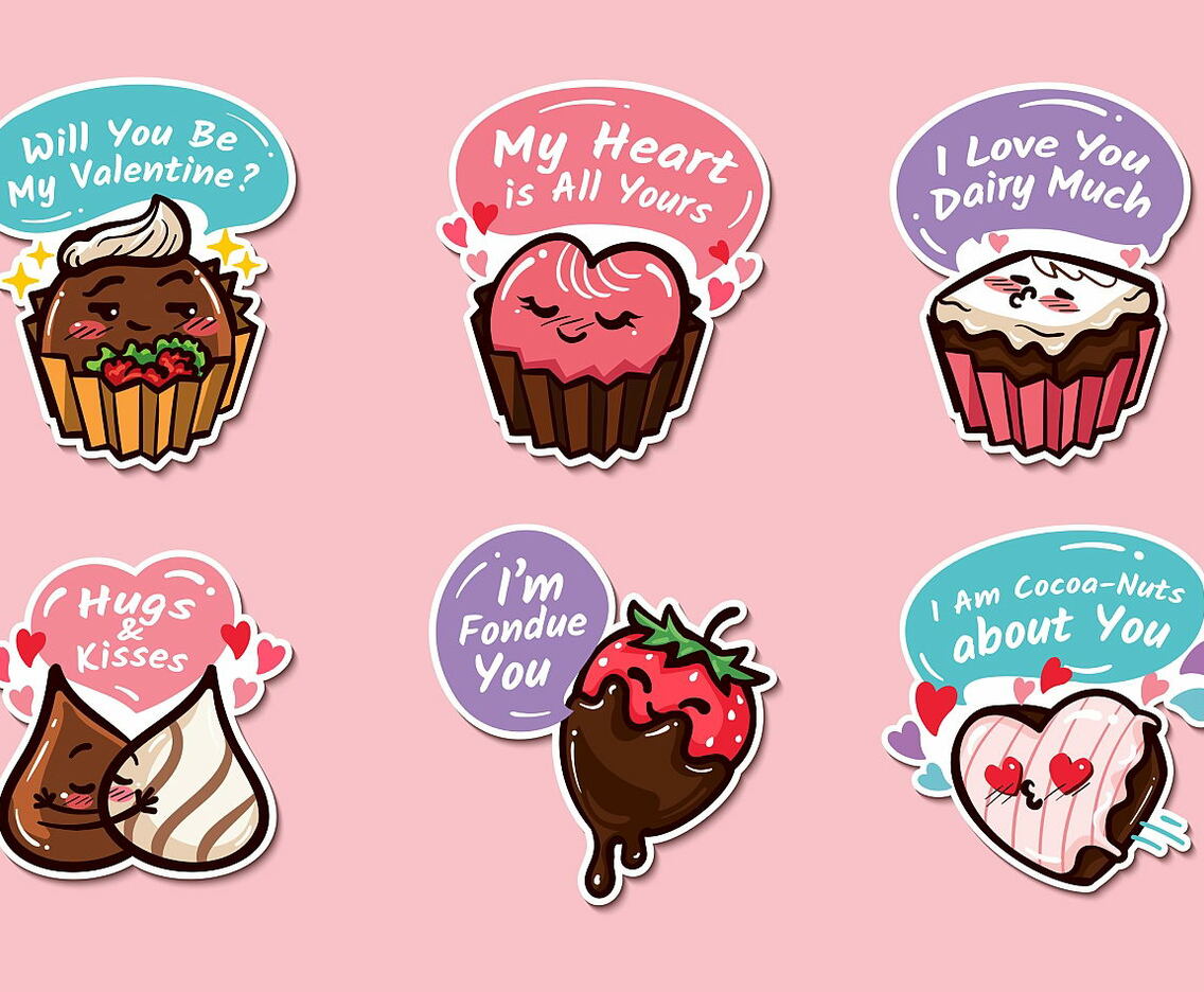 Cute Valentine Chocolate Cartoon Stickers