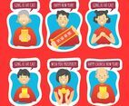 Chinese New Year Stickers with Family Character
