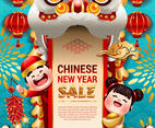 Chinese New Year Sale Promotion Poster Template