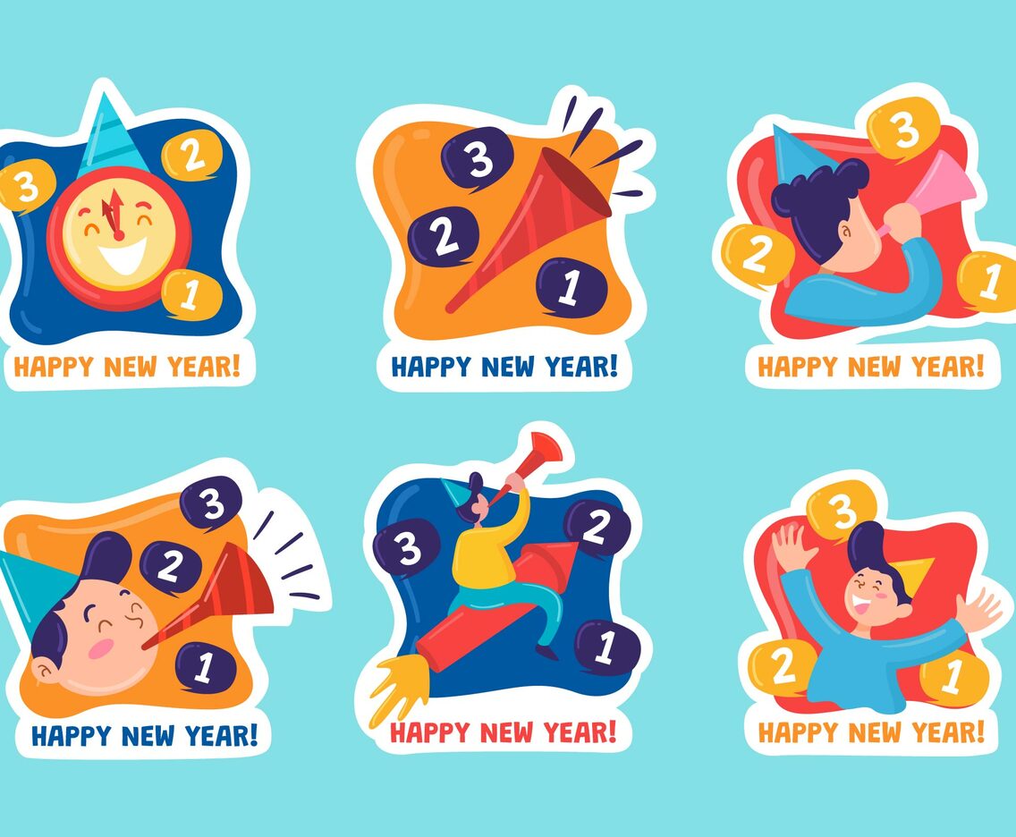 Stickers of New Year Countdown