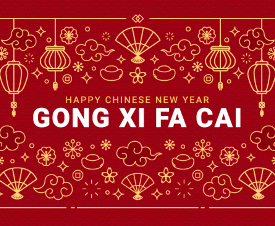 Gong Xi Fa Cai Greeting with Decorative Ornaments