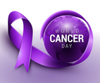 World Cancer Day Purple Awareness Ribbon Concept