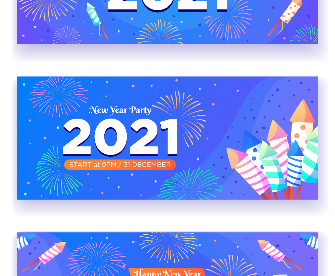 Colourful Happy New Year 2021 Banner