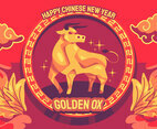 Golden Ox Year Illustration