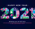 2021 New Year Greeting with Decorative Elements