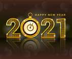 Sparkle Gold Clock 2021 New Year