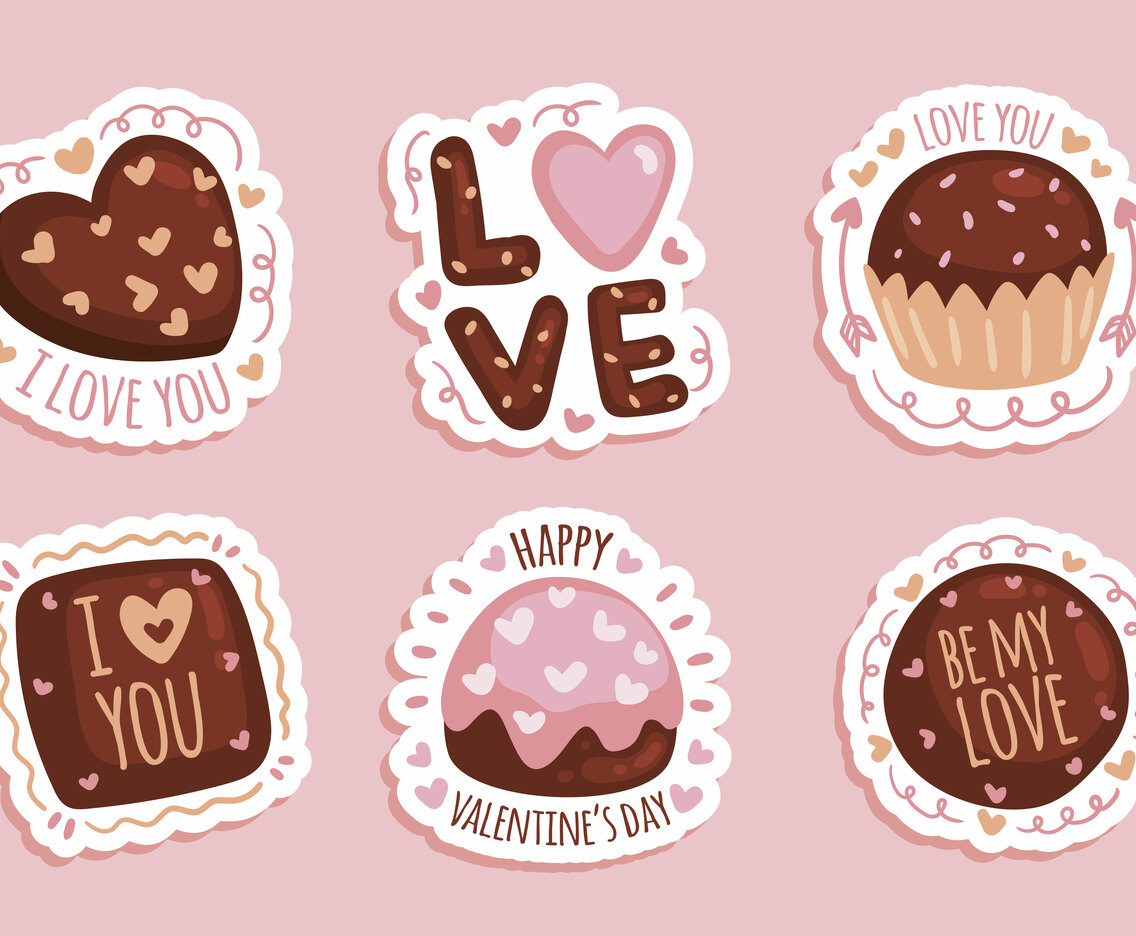 Hand Drawn Chocolate Valentine Stickers