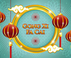 Gong Xi Fa Cai with Lantern and Flower Ornament Concept