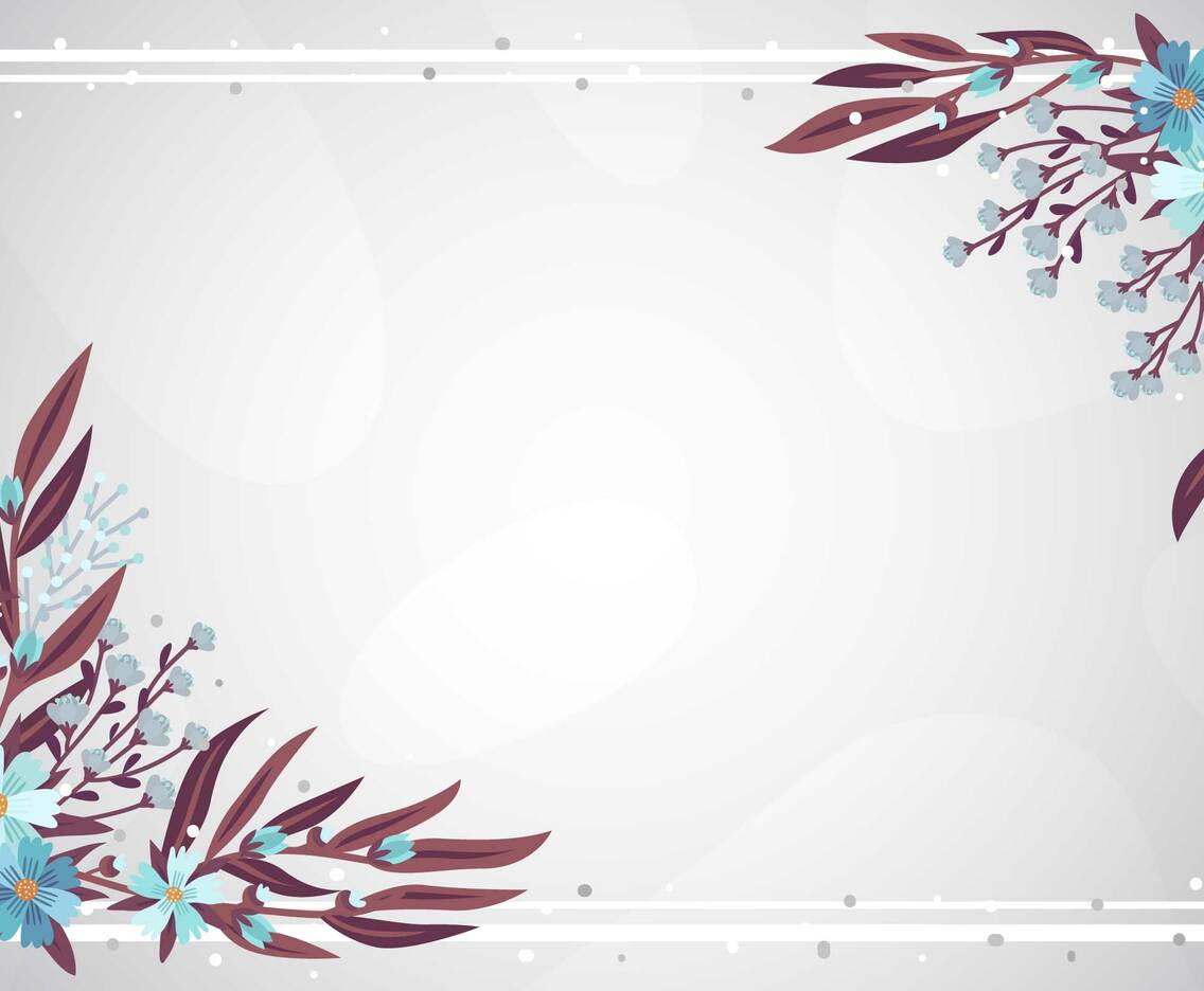 Blue floral and leaves winter background