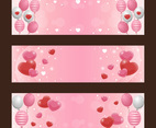 Elegant Soft Pink and Red Heart Balloon Valentine Banner Set
