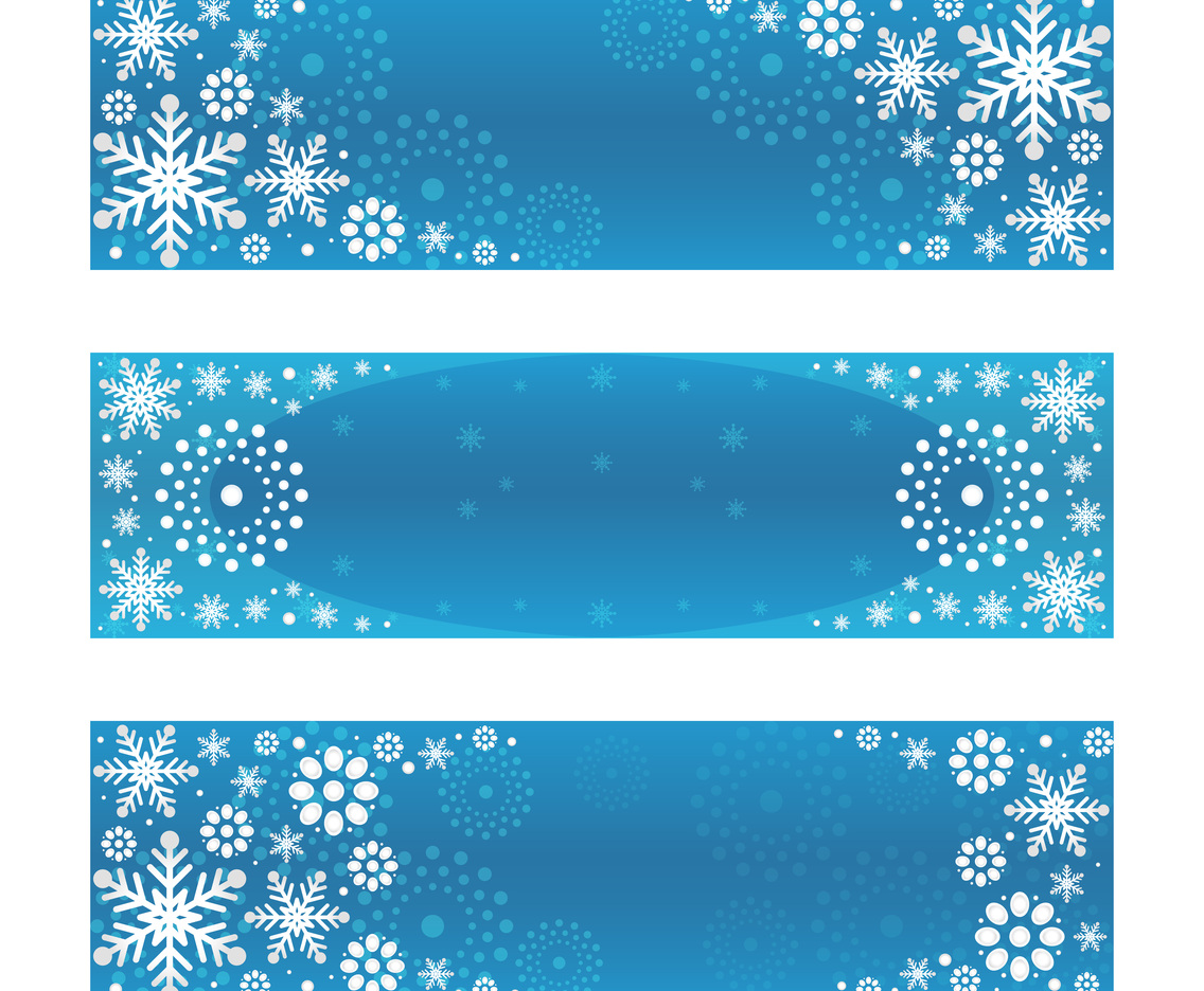 Gradient Silver Snowflakes with Blue Background Banner Set