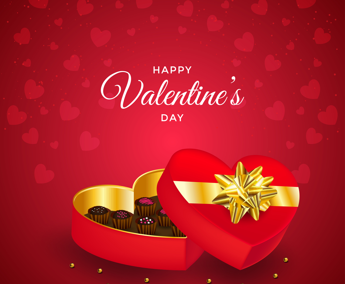 Happy Valentines Day with Chocolate Gifts Background