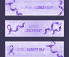 Elegant Purple World Cancer Day Banner Set