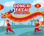 Gong Xi Fa Cai with Dragon Dance Concept