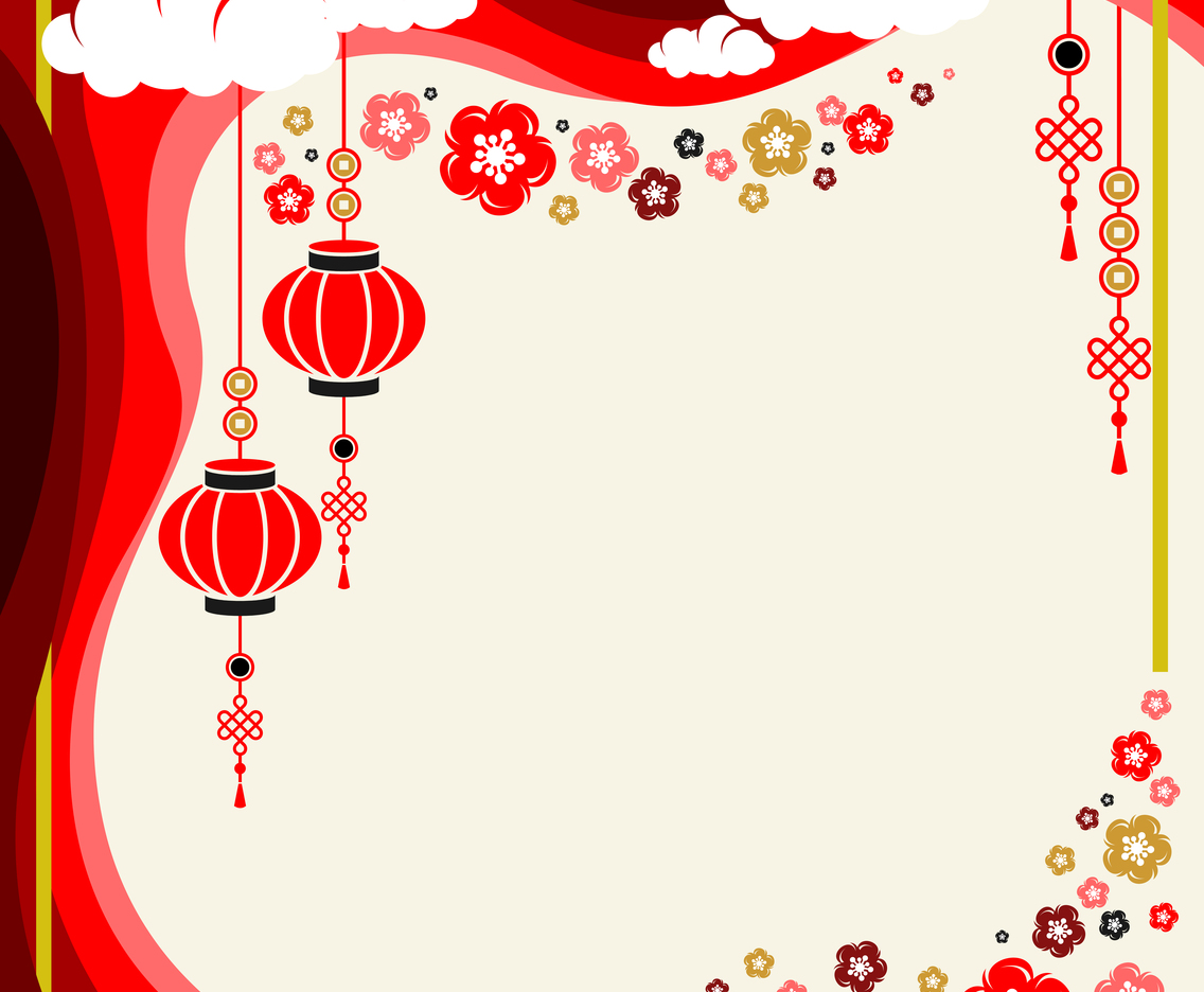 Flat Background Design With Chinese Ornament