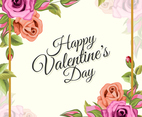 Happy Valentine Greetings With Flower Ornament Illustration