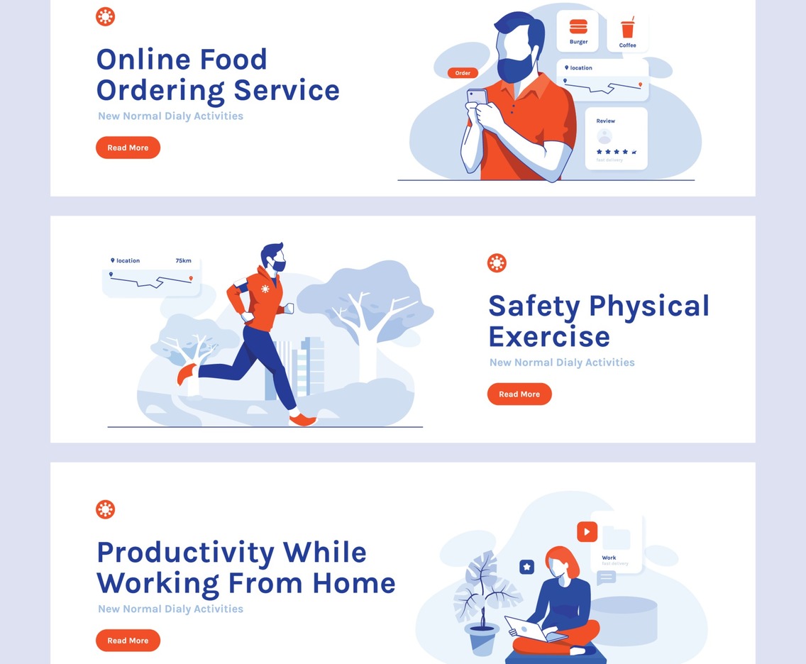Flat and Simple Style New Normal Daily Activities