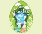 Easter Egg Hunt Concept in Paper Style Design