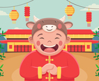 Chinese New Year with A Happy Expression Child