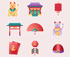 Sticker Set Containing of Chinese New Year