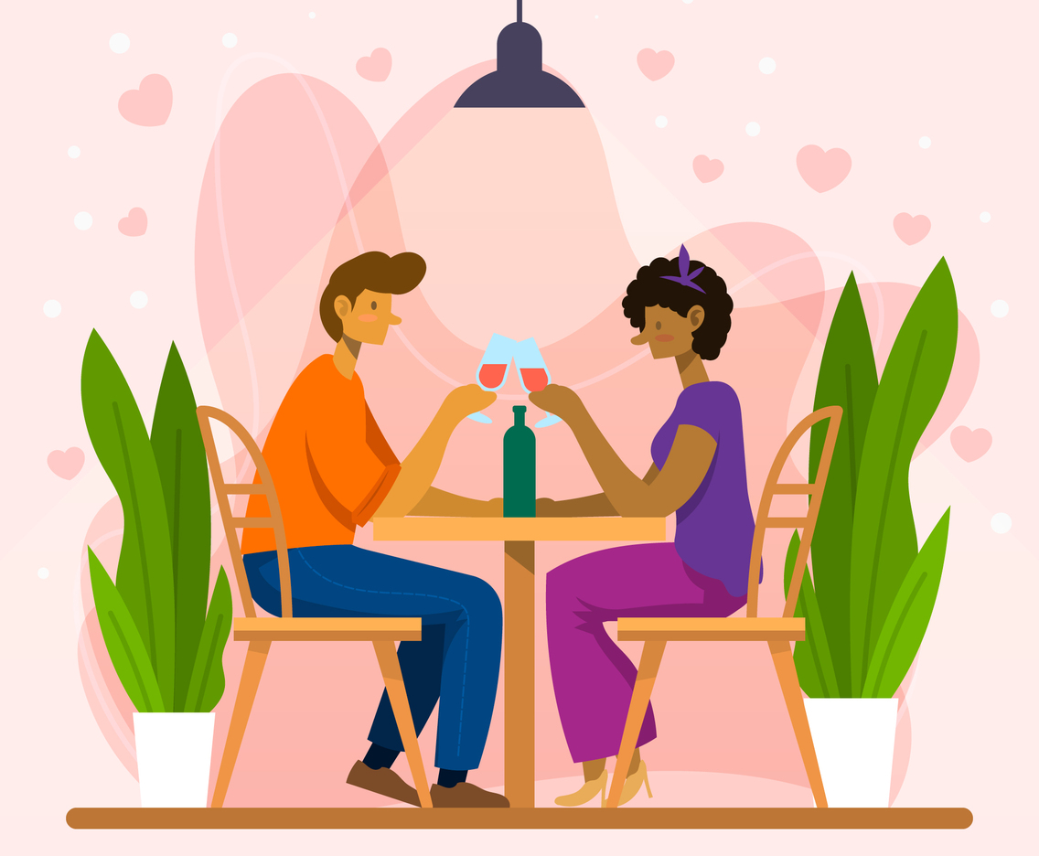 Cute Couple Is Having Valentine Dinner and Date