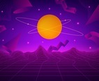 Abstract Retro Futurism with Purple Background