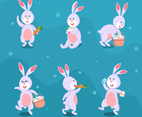 Easter Rabbit Character with Various Poses