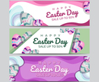 Set Of Easter Egg Banner Design Template