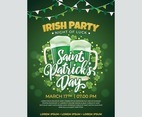 Saint Patrick Day Invitation on Green Background