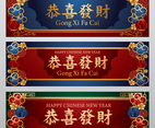 Chinese New Year Banner with Red and Blue Color