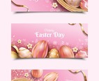 Happy Easter Day with Easter Eggs Banner Templates