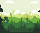 Green Pine Forest Silhouette Background