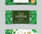 Set of Saint Patrick Gift Voucher With Clover Background