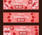 Elegant Red Valentine Day Sale Banner Set with Heart and Gift Decoration