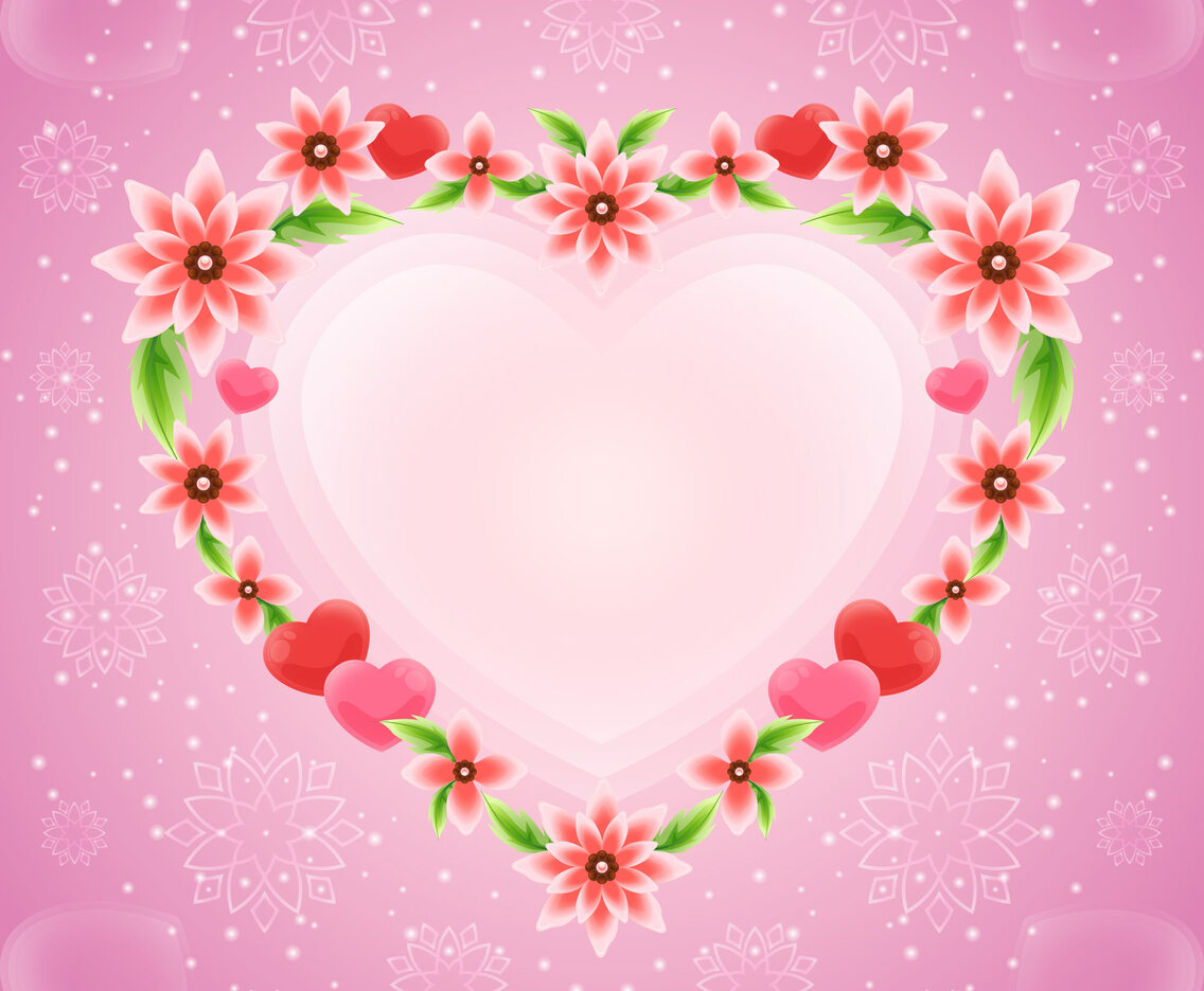 Beautiful Flower Heart Frame for Valentine Day
