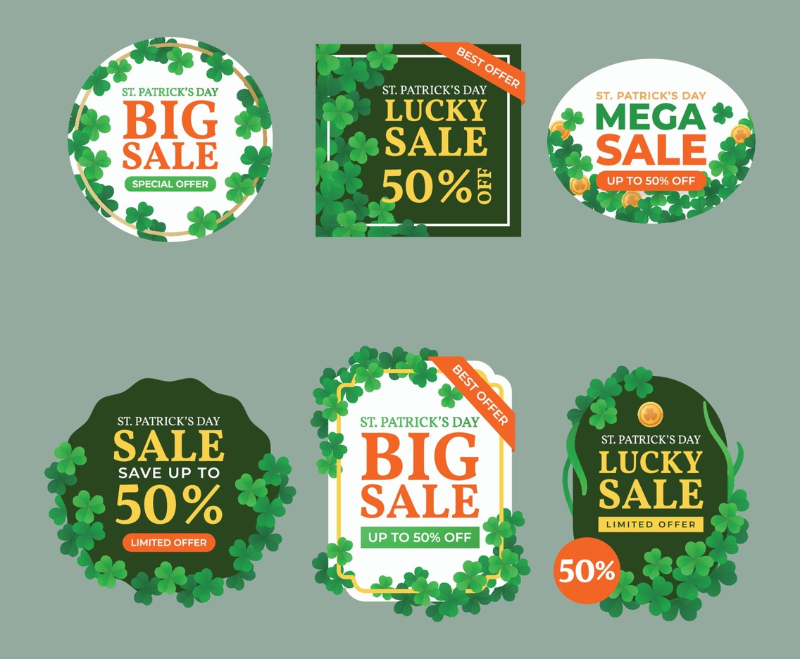 Set of Saint Patrick Big Sale Discount Label