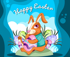 Cartoon of Happy Easter Rabbit