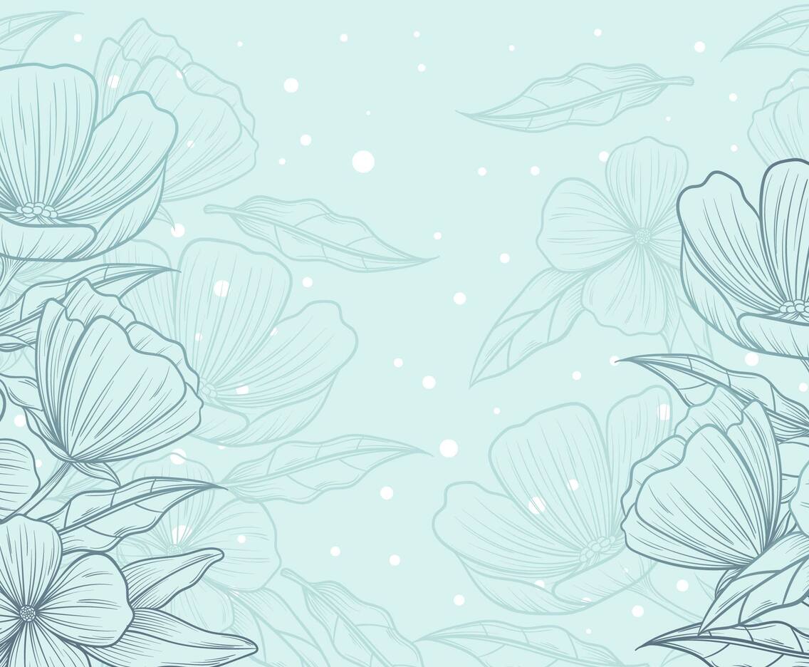 Beautiful Hand Drawn Floral with Blue Background