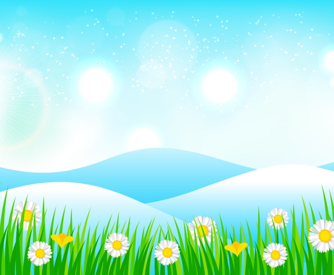 Spring Background with Flowers Scattered Around