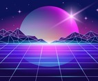 Retro Futurism Style with Purple Space Background